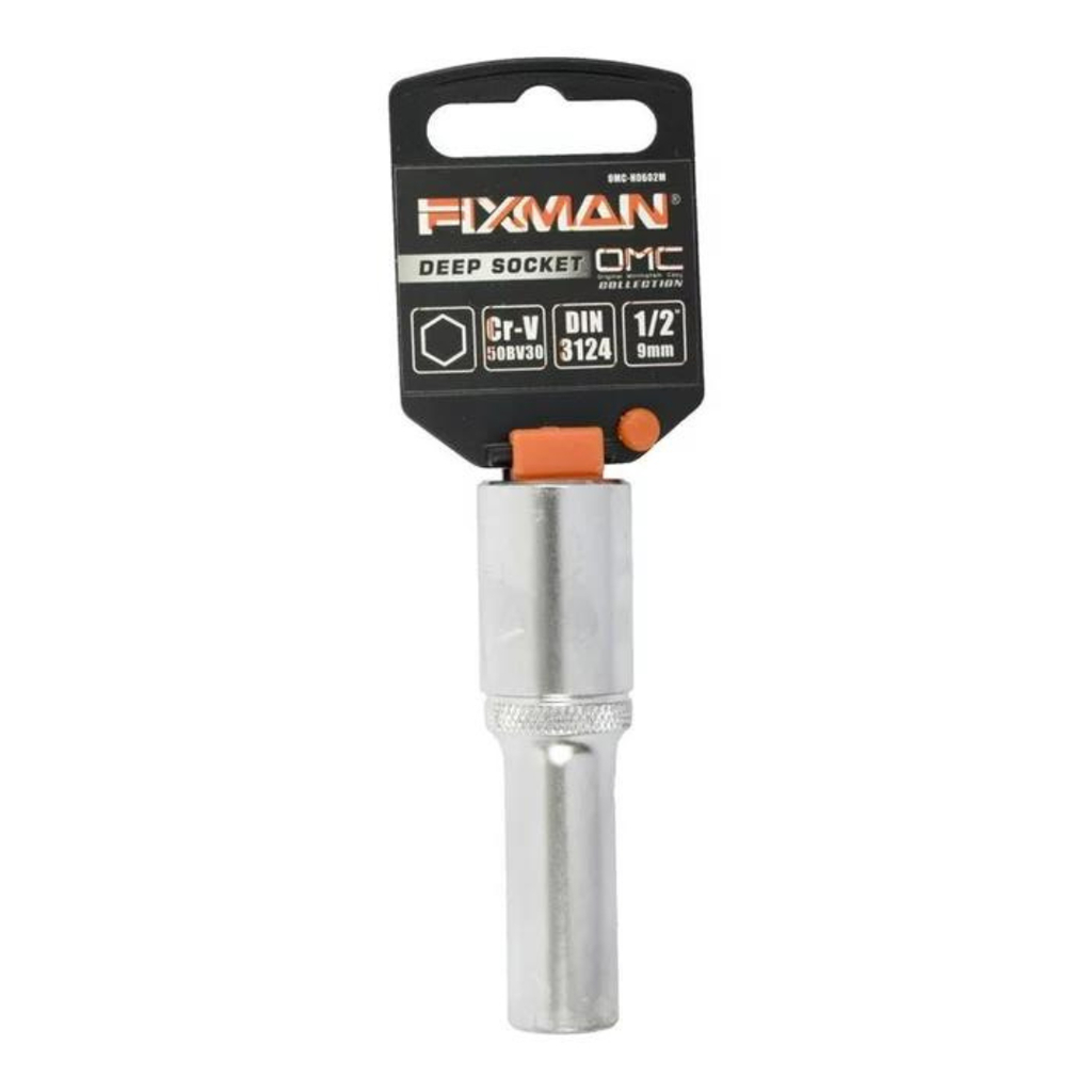 Fixman 1/2" Drive Deep Socket, 09mm, 6 point