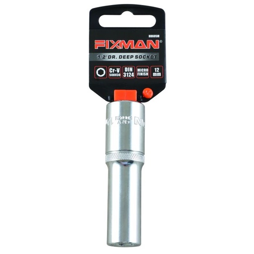 [H0605M] Fixman 1/2" Drive Deep Socket, 12mm, 6 point